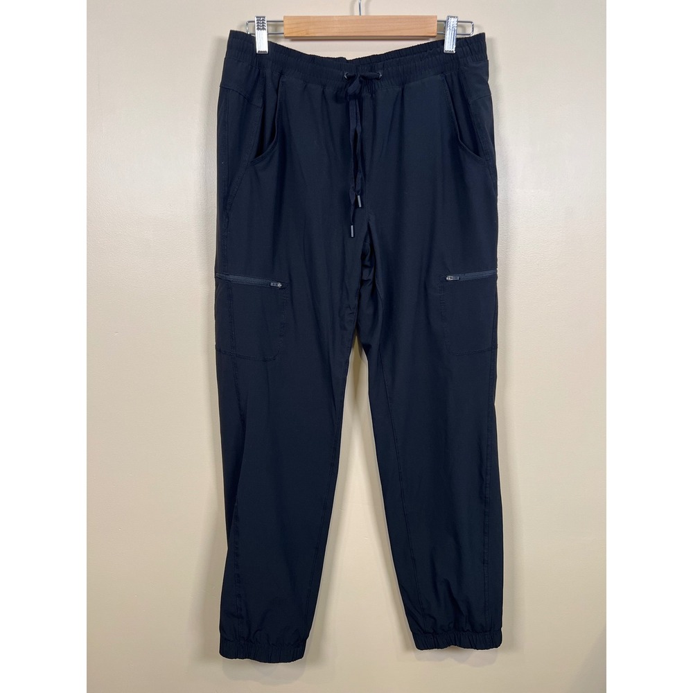 Eddie Bauer Womens Fleece Lined Utility Jogger Pants 8 Black Cargo Hiking EUC